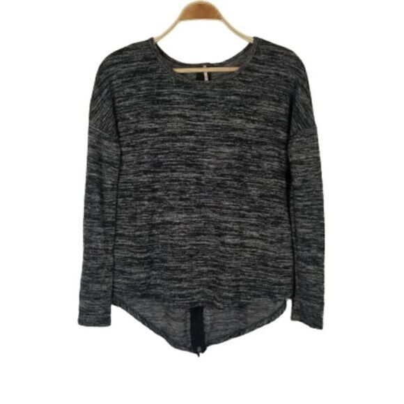 POOF! Stretchy Dark Gray Knit Back Zipper Tunic - Picture 1 of 6
